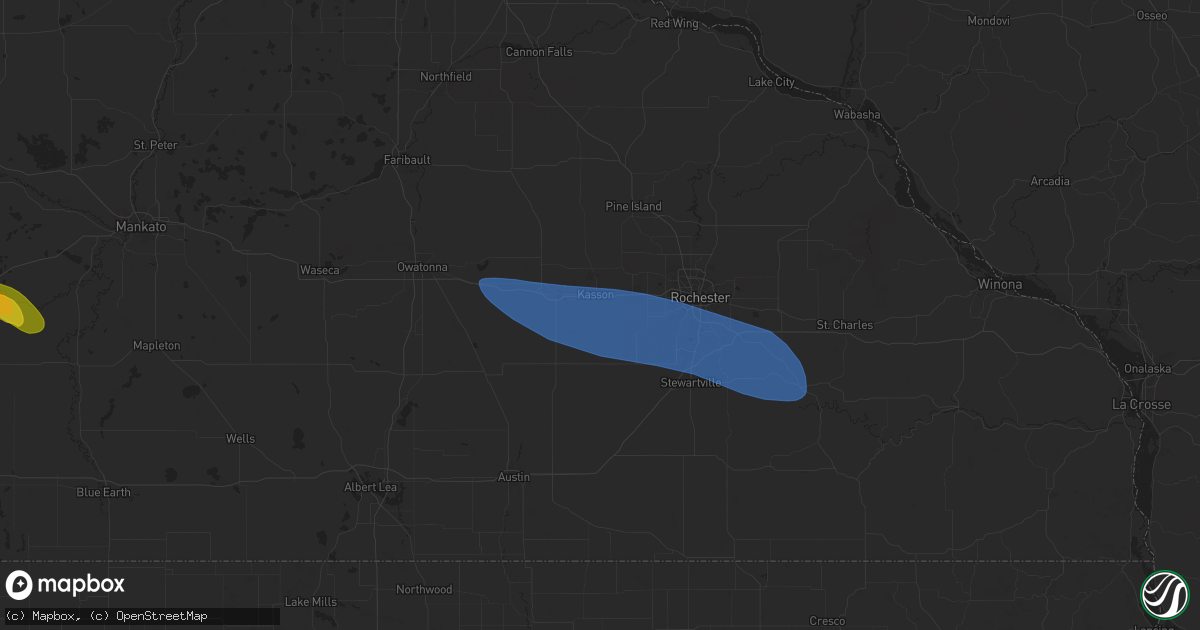 Hail map in Kasson, MN on August 5, 2024
