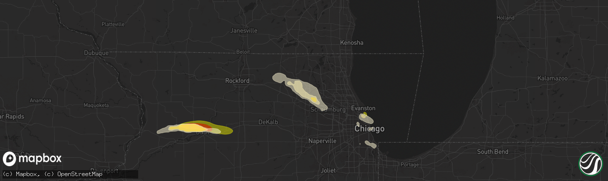 Hail map in Lake In The Hills, IL on August 5, 2024