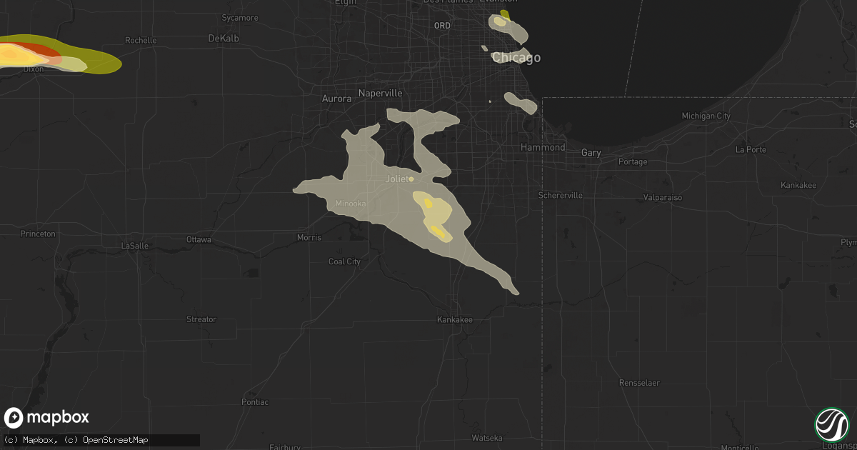 Hail map in Manhattan, IL on August 5, 2024