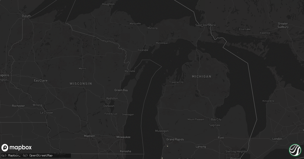Hail map in Michigan on August 5, 2024