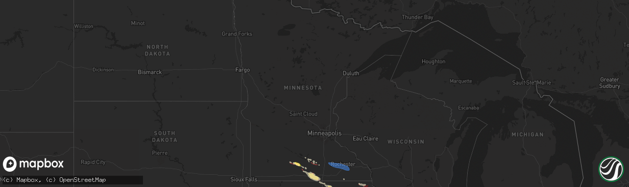 Hail map in Minnesota on August 5, 2024