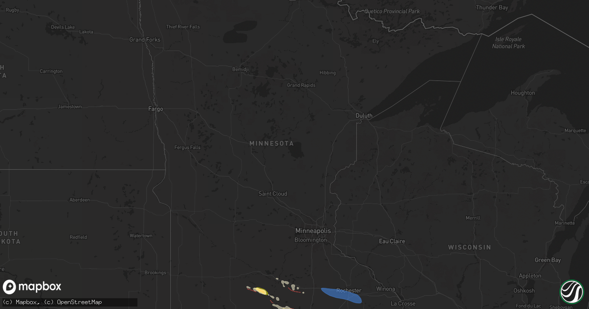 Hail map in Minnesota on August 5, 2024