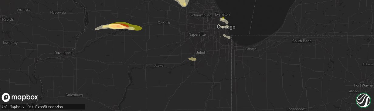 Hail map in Minooka, IL on August 5, 2024