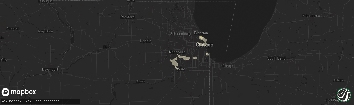 Hail map in Naperville, IL on August 5, 2024