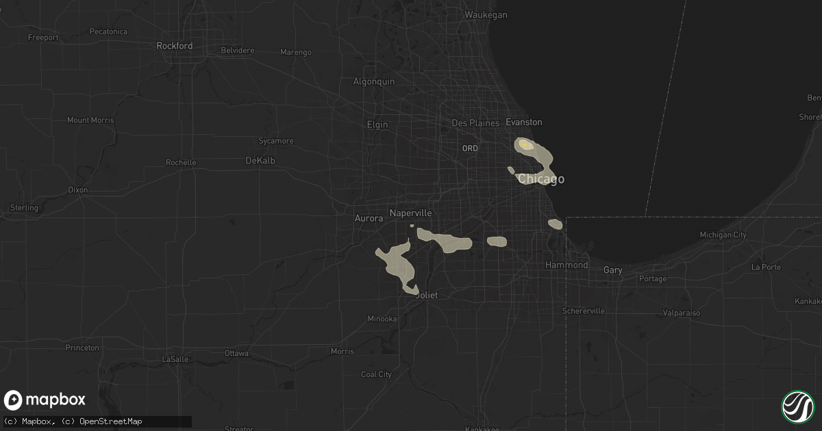 Hail map in Naperville, IL on August 5, 2024