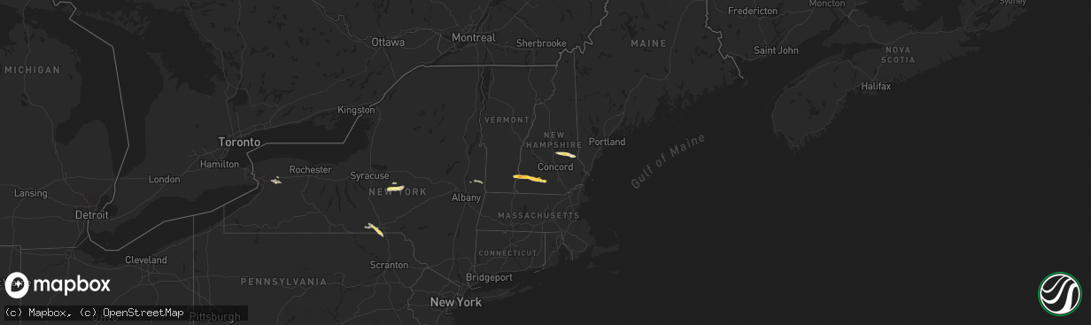 Hail map in New Hampshire on August 5, 2024