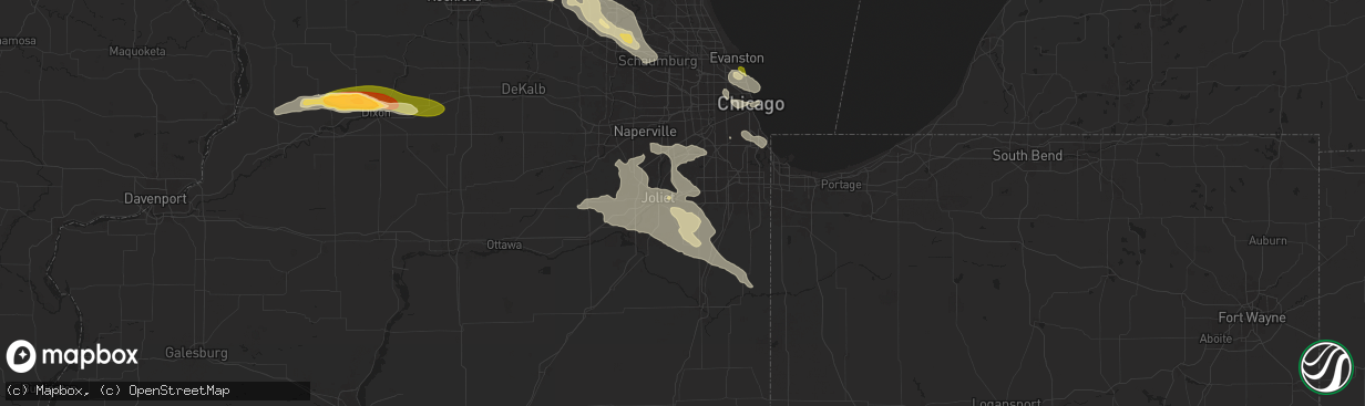 Hail map in New Lenox, IL on August 5, 2024