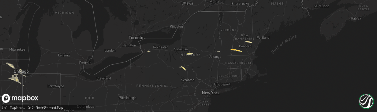 Hail map in New York on August 5, 2024