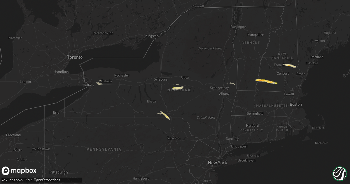 Hail map in New York on August 5, 2024