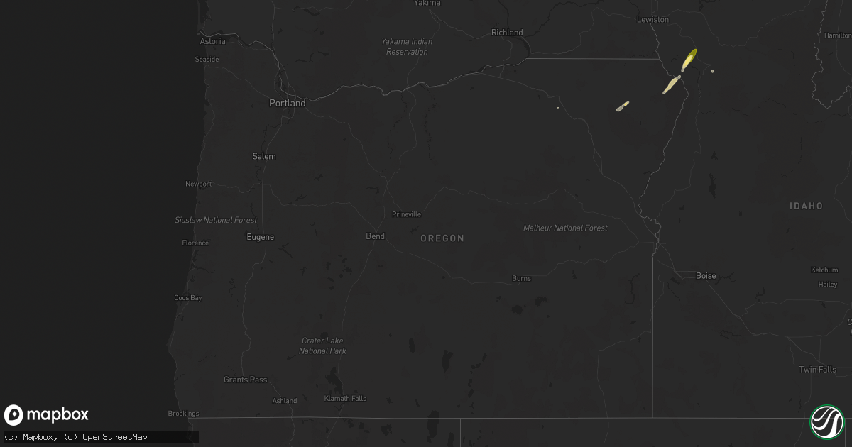 Hail map in Oregon on August 5, 2024