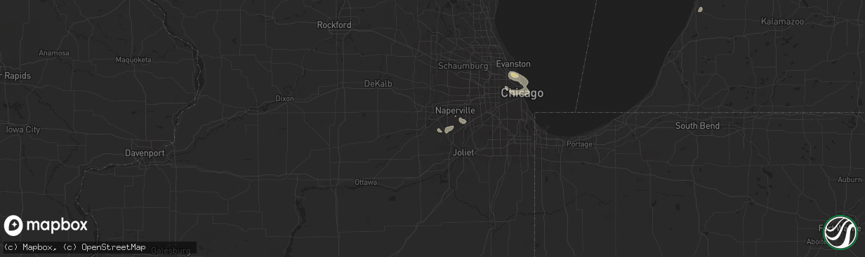 Hail map in Oswego, IL on August 5, 2024