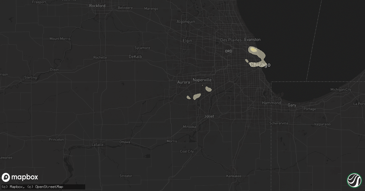 Hail map in Oswego, IL on August 5, 2024