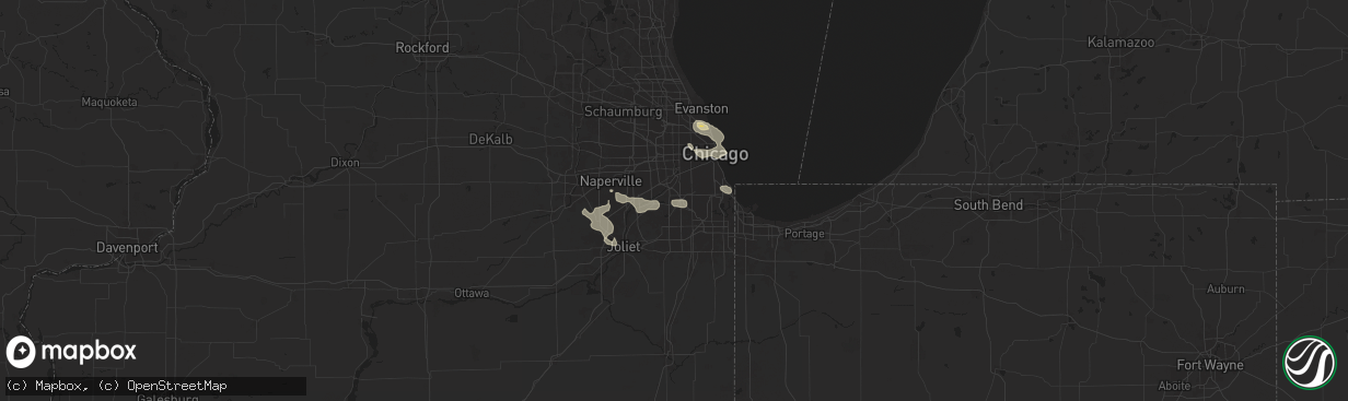 Hail map in Palos Hills, IL on August 5, 2024