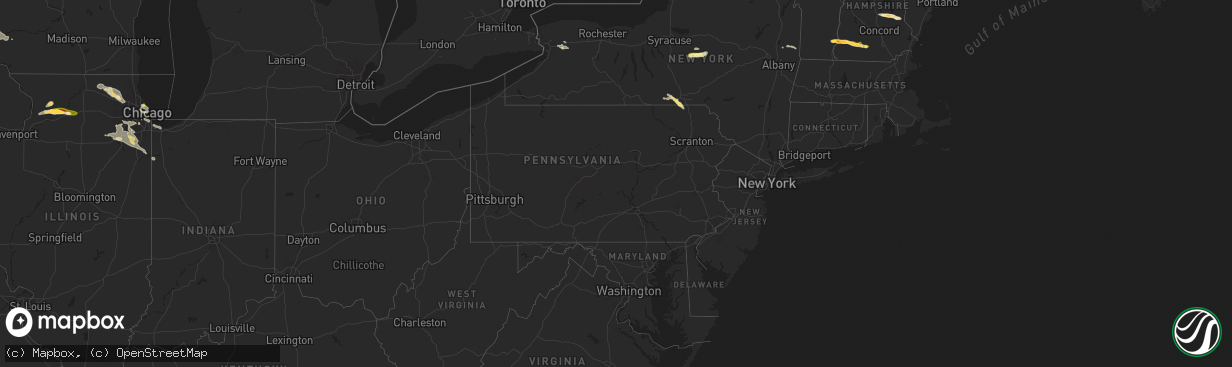 Hail map in Pennsylvania on August 5, 2024