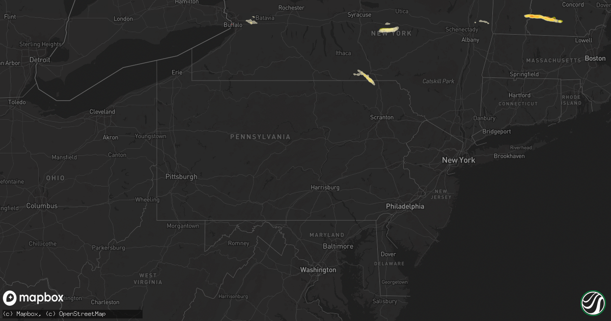 Hail map in Pennsylvania on August 5, 2024