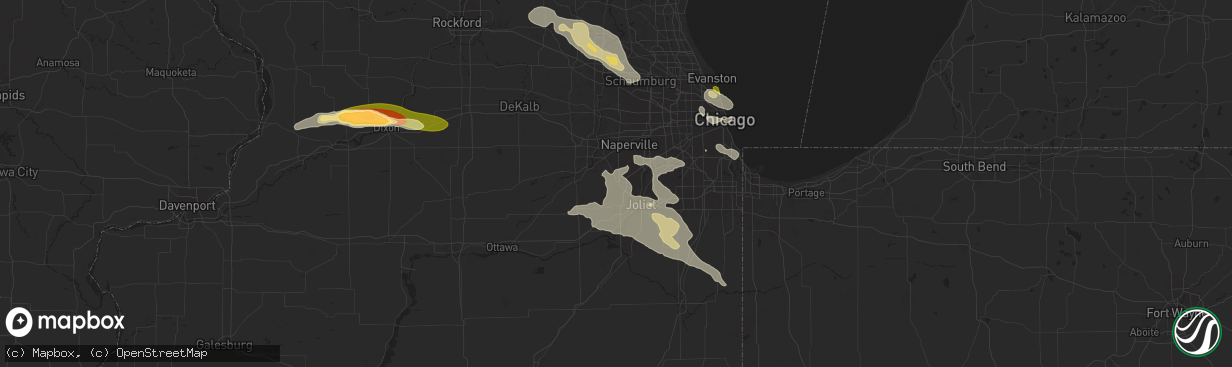 Hail map in Plainfield, IL on August 5, 2024