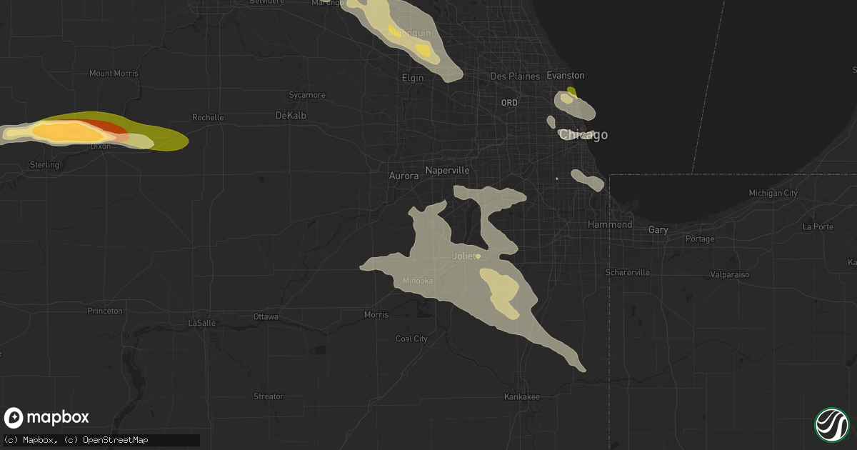 Hail map in Plainfield, IL on August 5, 2024