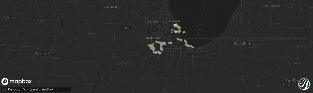 Hail map in Romeoville, IL on August 5, 2024