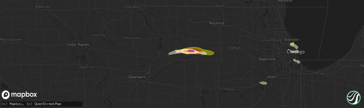 Hail map in Sterling, IL on August 5, 2024