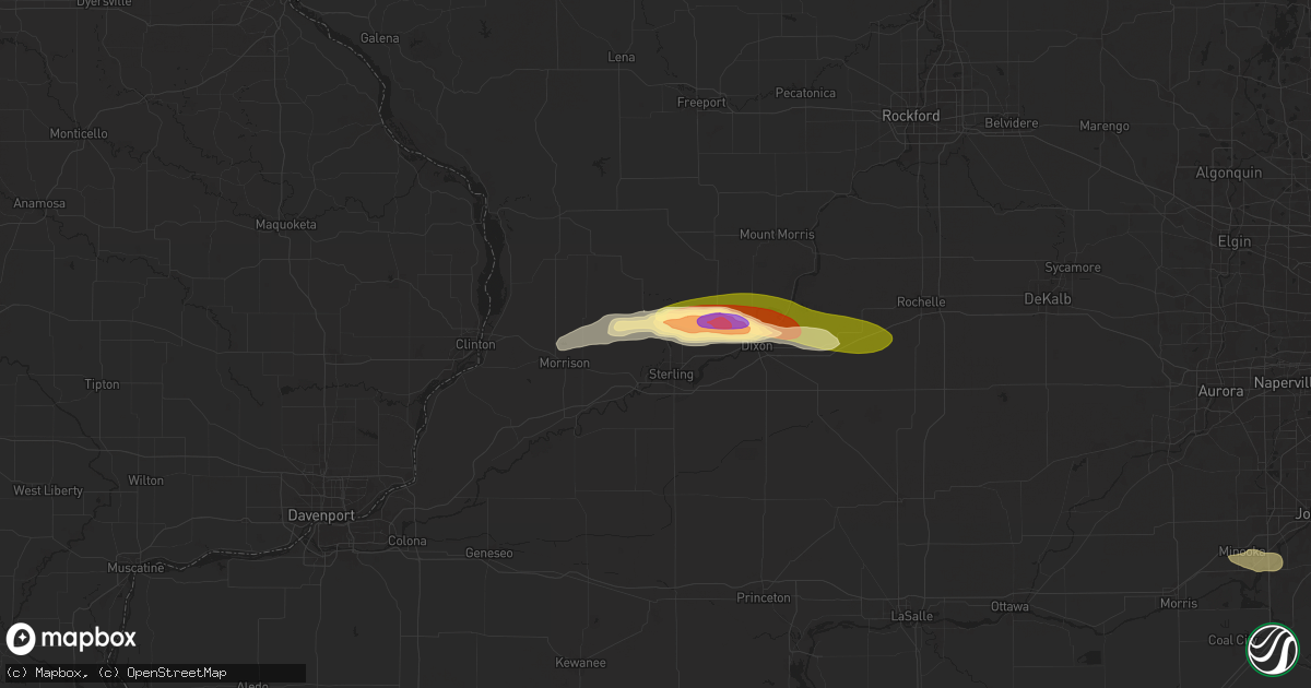 Hail map in Sterling, IL on August 5, 2024