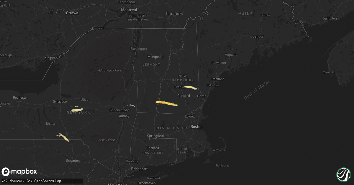 Hail map in Vermont on August 5, 2024
