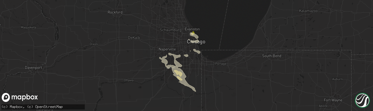 Hail map in Worth, IL on August 5, 2024