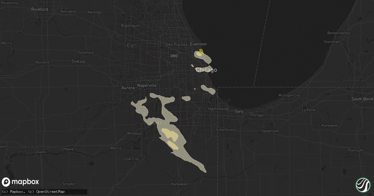 Hail map in Worth, IL on August 5, 2024