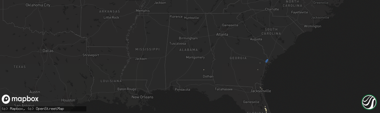 Hail map in Alabama on August 5, 2025