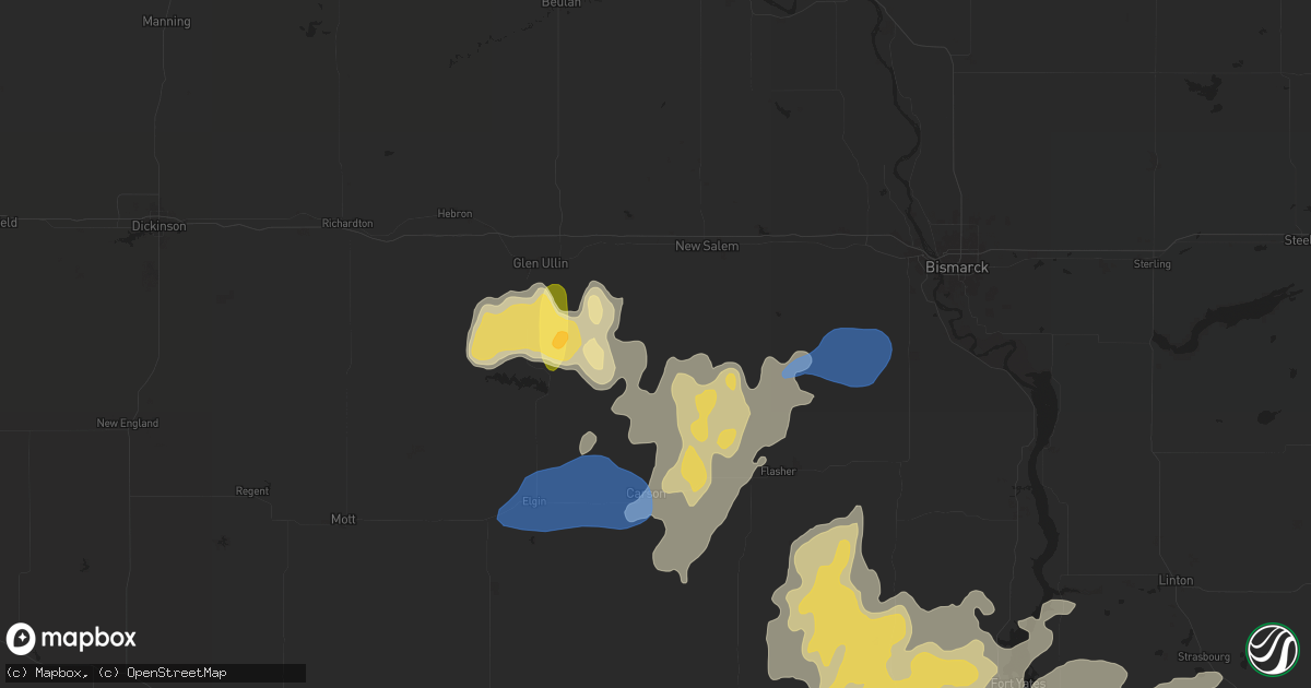 Hail map in Almont, ND on August 5, 2025