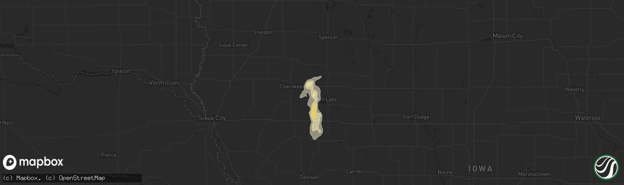Hail map in Alta, IA on August 5, 2025