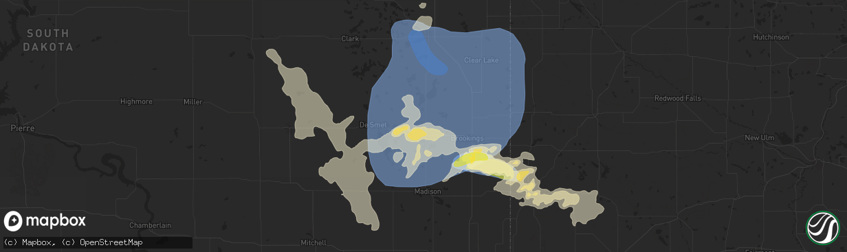Hail map in Arlington, SD on August 5, 2025