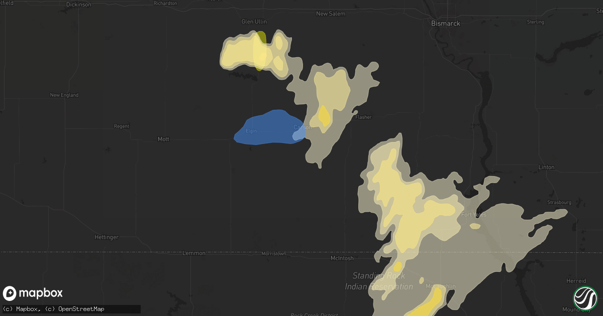 Hail map in Carson, ND on August 5, 2025