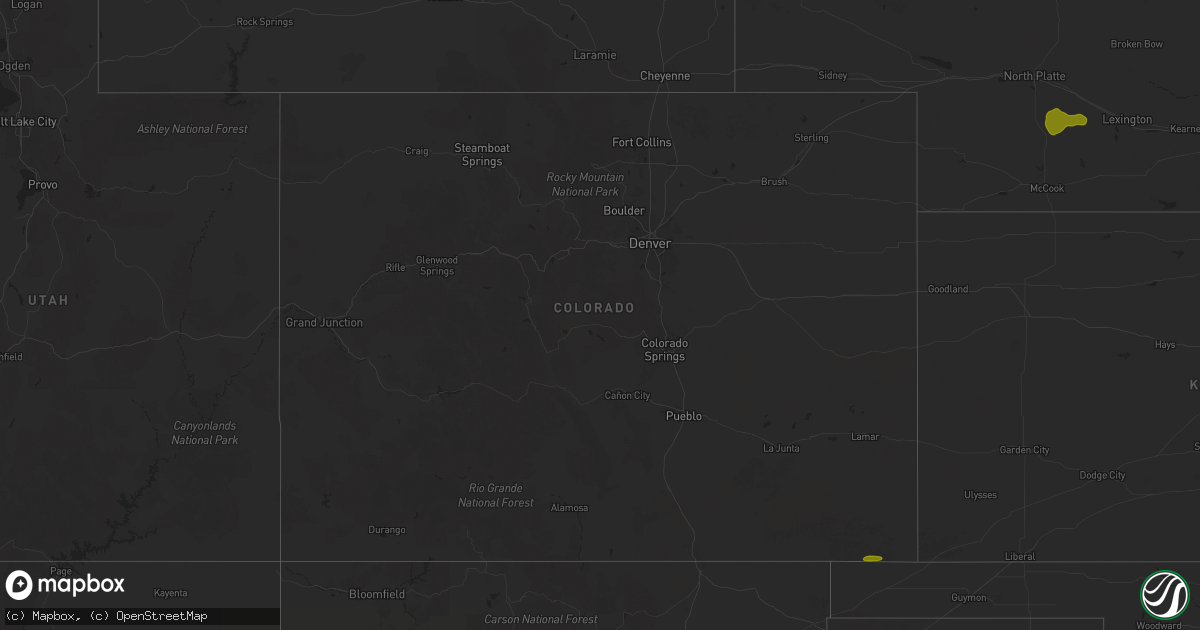 Hail map in Colorado on August 5, 2025