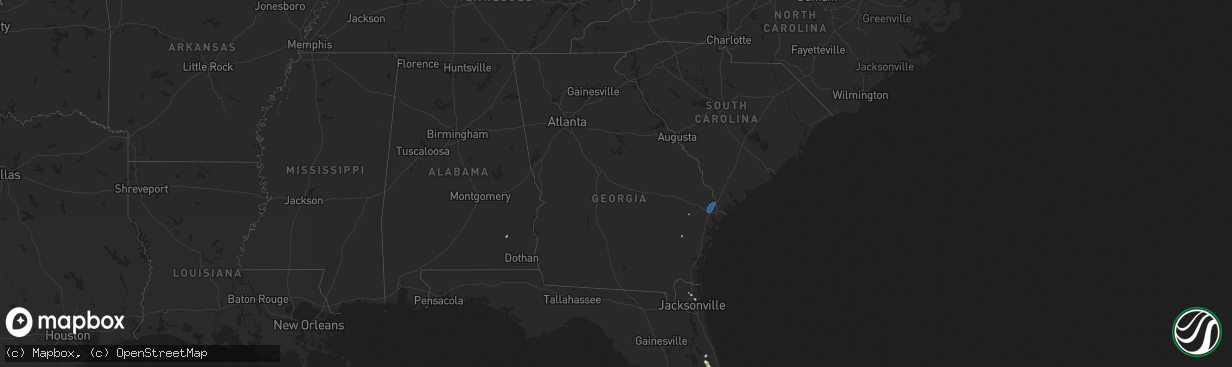 Hail map in Georgia on August 5, 2025