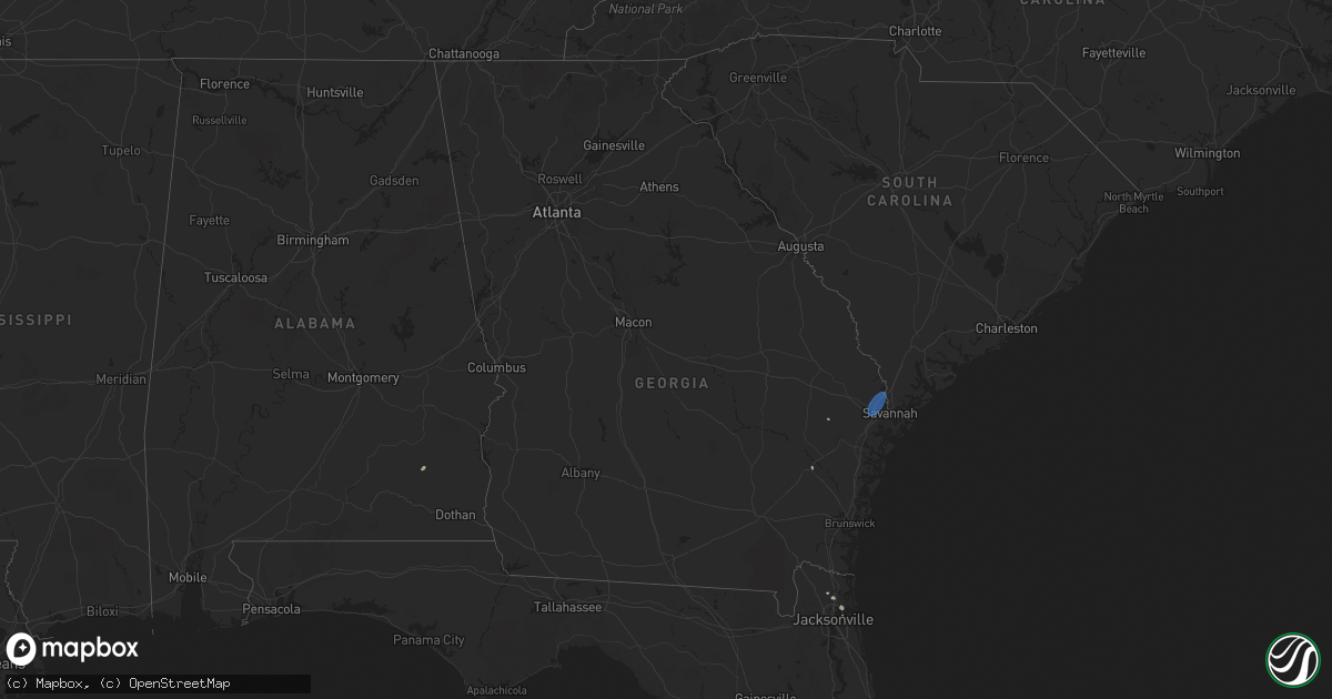 Hail map in Georgia on August 5, 2025