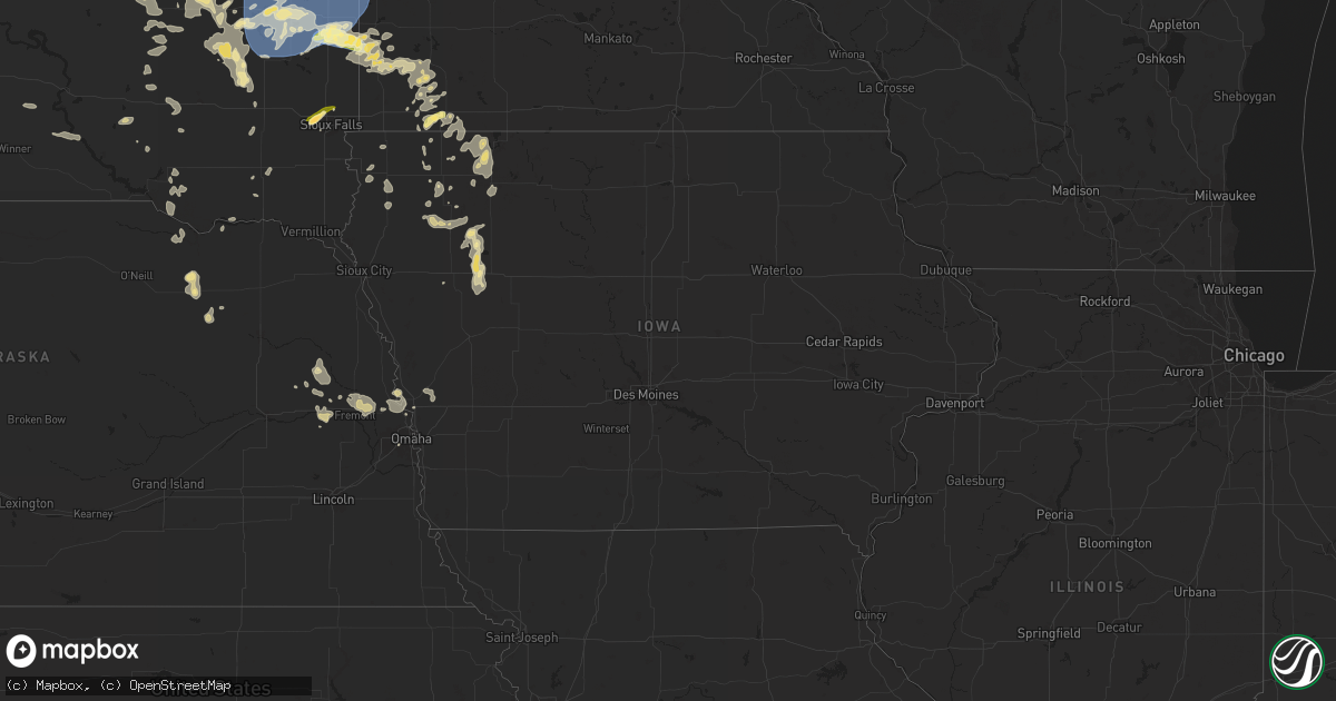 Hail map in Iowa on August 5, 2025