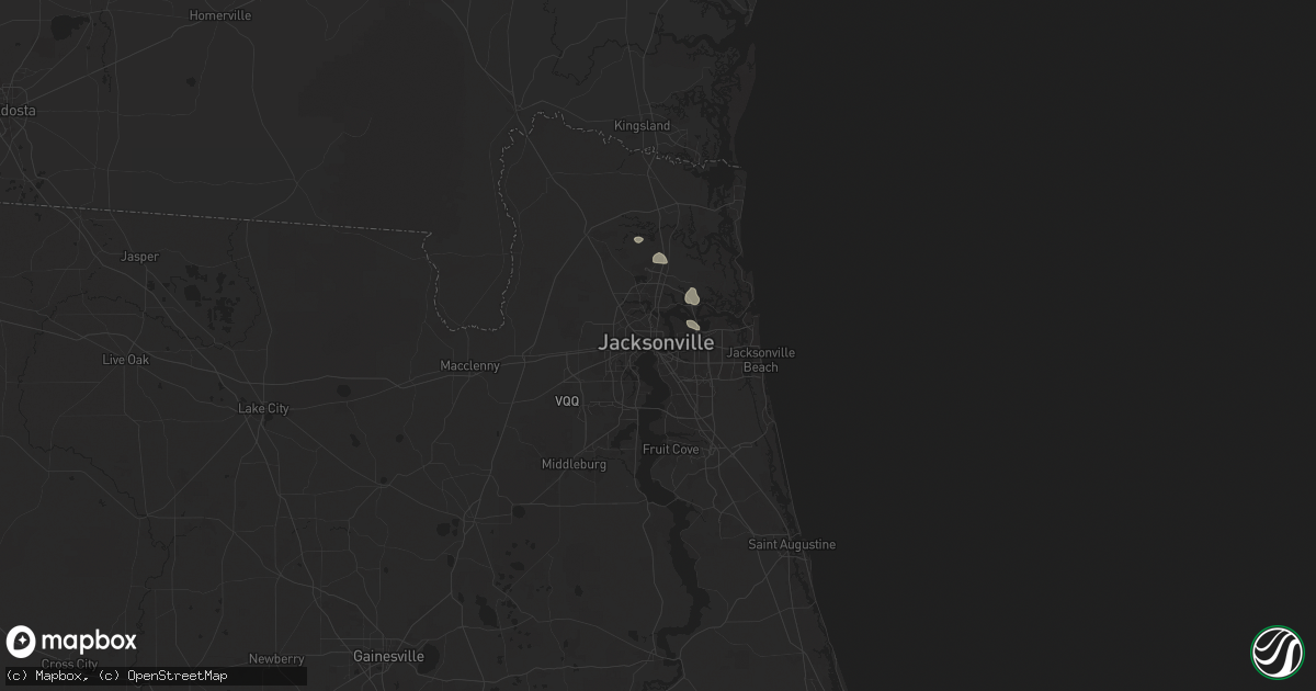 Hail map in Jacksonville, FL on August 5, 2025