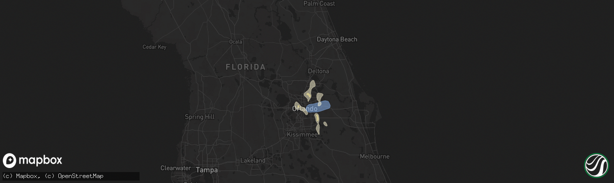Hail map in Longwood, FL on August 5, 2025