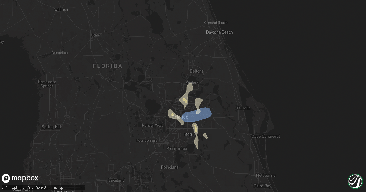 Hail map in Longwood, FL on August 5, 2025