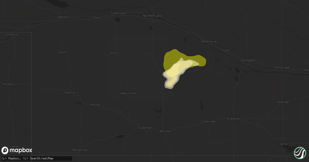 Hail map in Maywood, NE on August 5, 2025