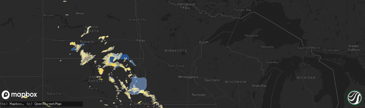 Hail map in Minnesota on August 5, 2025