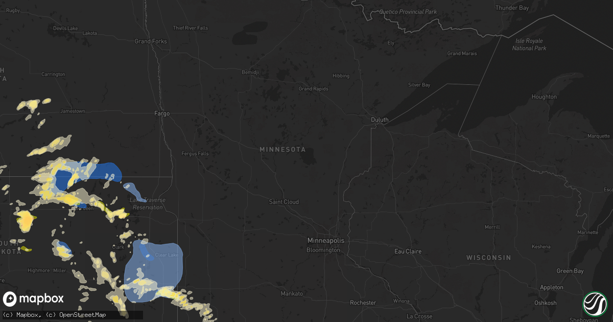 Hail map in Minnesota on August 5, 2025