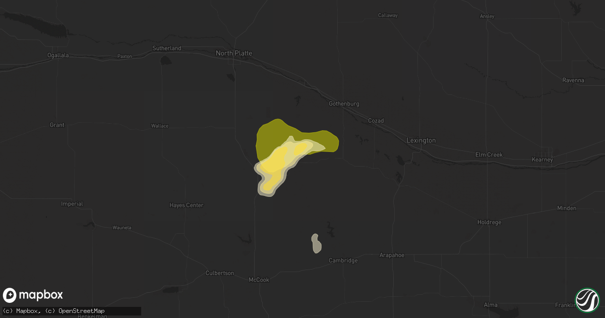 Hail map in Moorefield, NE on August 5, 2025