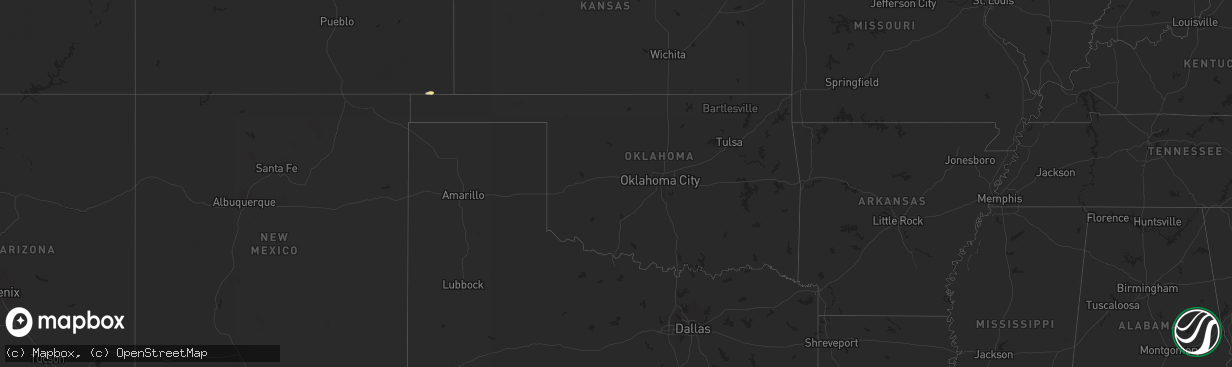Hail map in Oklahoma on August 5, 2025