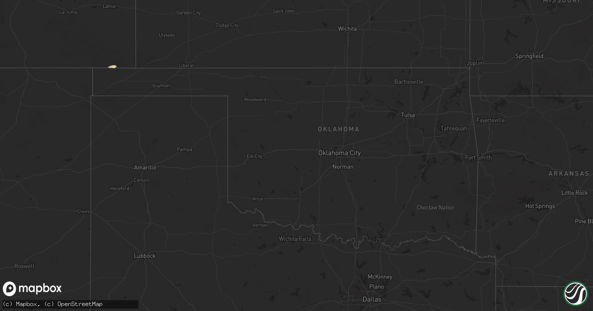 Hail map in Oklahoma on August 5, 2025
