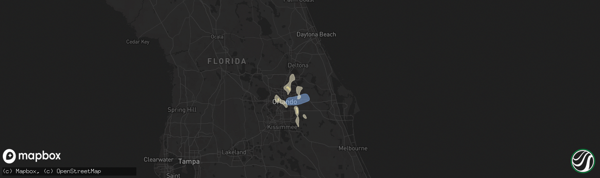 Hail map in Oviedo, FL on August 5, 2025