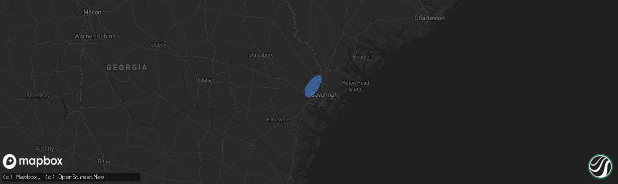 Hail map in Pooler, GA on August 5, 2025