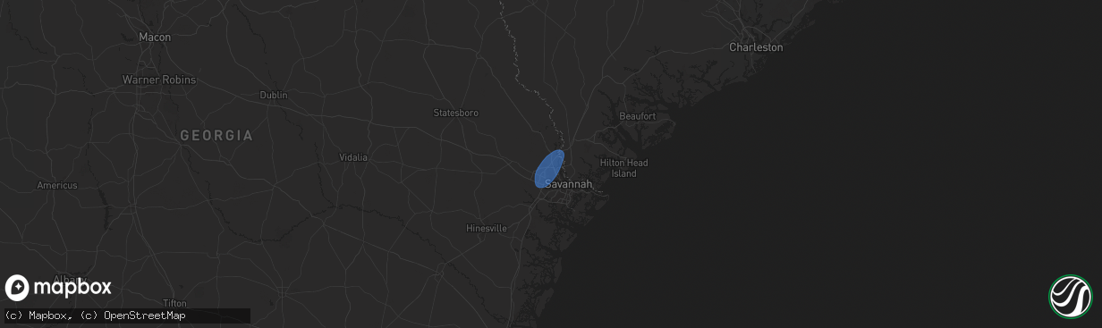 Hail map in Port Wentworth, GA on August 5, 2025
