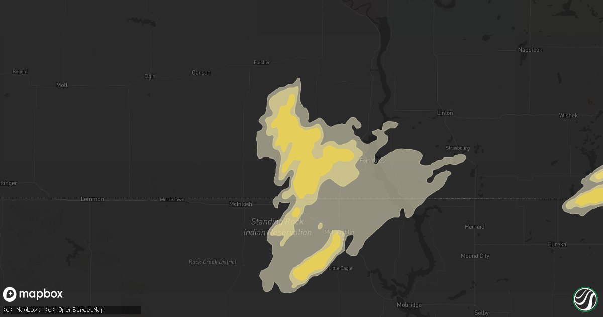 Hail map in Selfridge, ND on August 5, 2025