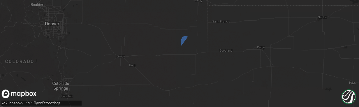 Hail map in Stratton, CO on August 5, 2025